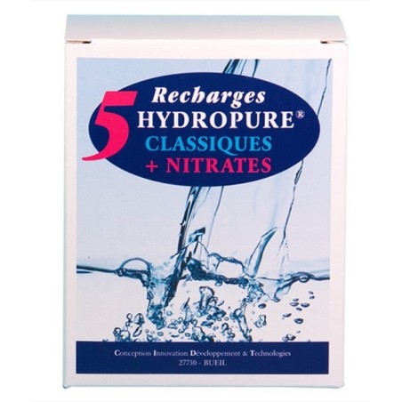 5 recharges filtrantes (filtre classique+ nitrates) Hydropure